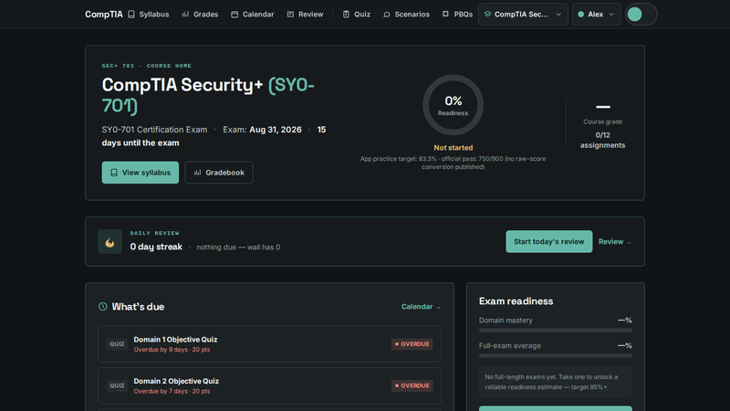 CompTIA Security+ Prep screenshot